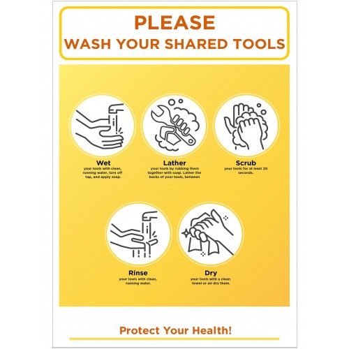 Covid 19 Posters - PLEASEWASH YOUR SHARED TOOLS