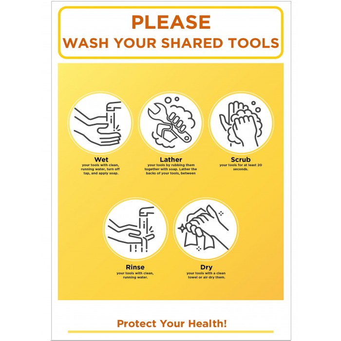 Covid 19 Posters - PLEASEWASH YOUR SHARED TOOLS