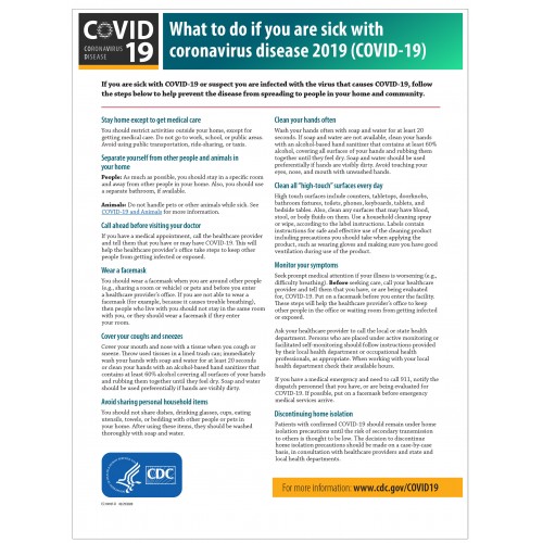 Covid 19 Posters - What to do if you are sick with coronavirus disease 2019 