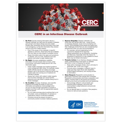 Covid 19 Posters - CERC in an Infectious Disease Outbreak